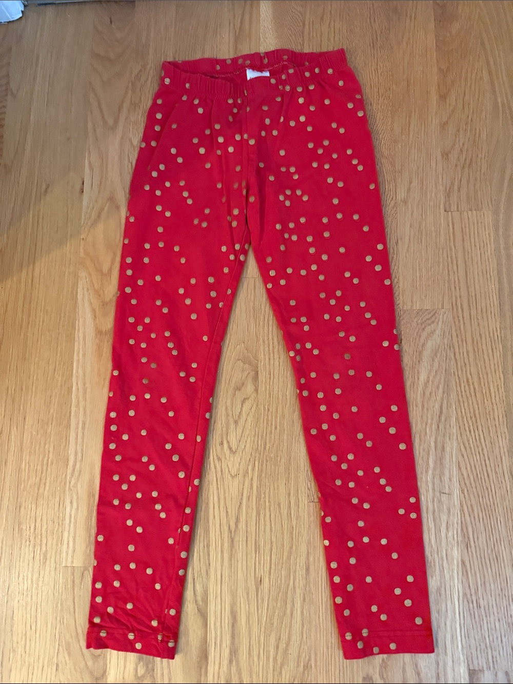 Hanna Andersson Red Leggings with Gold Dot Print